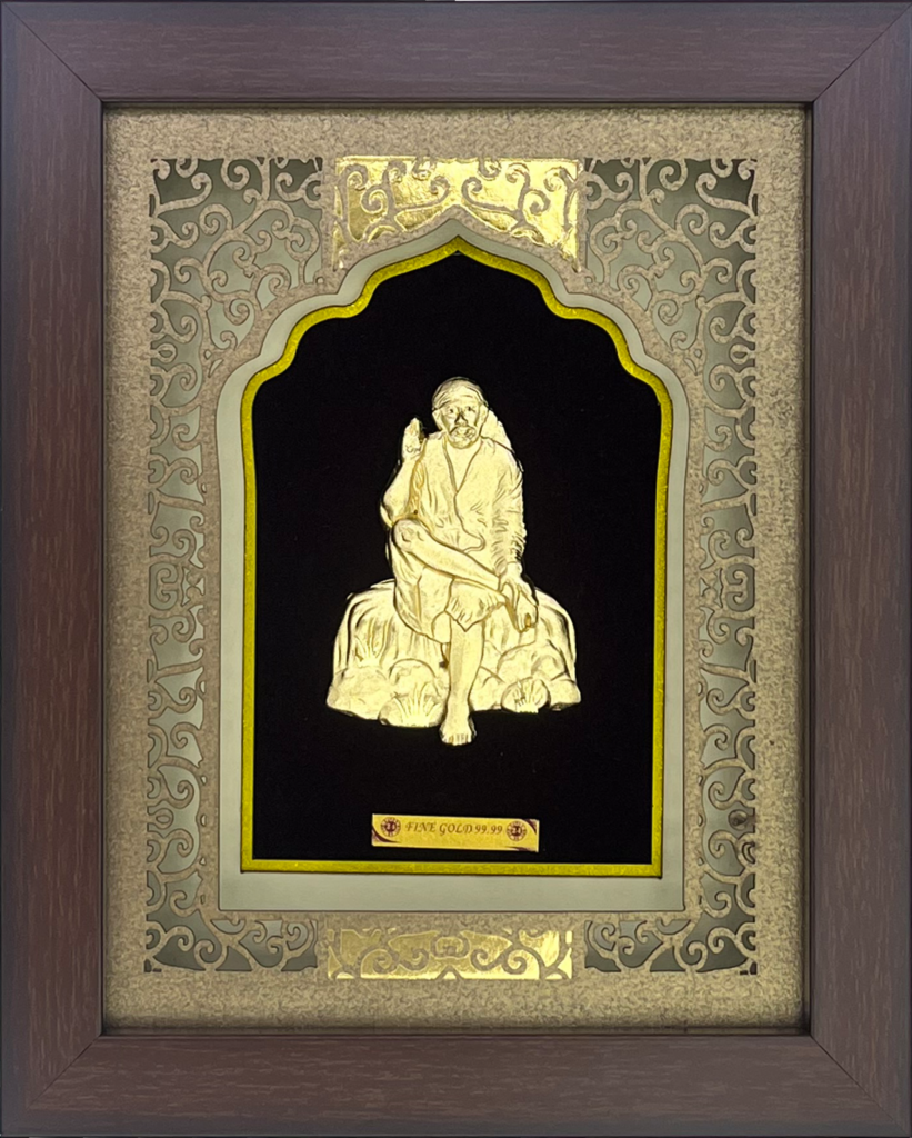 Sai Baba Frame Gold Foil | Shirdi Sai Baba Wall Frame for Home