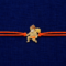 Bal Hanuman gold finish rakhi with premium orange thread for kids