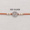925 Silver Swastik Rakhi with CZ Stones, Pearl Beads and Traditional Red-Orange Thread