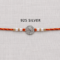 925 Silver Om Rakhi with CZ Stones, Pearl Beads and Traditional Red-Orange Thread