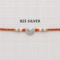 925 Silver Veera Rakhi with CZ Stones, Pearl Beads and Red-Orange Thread