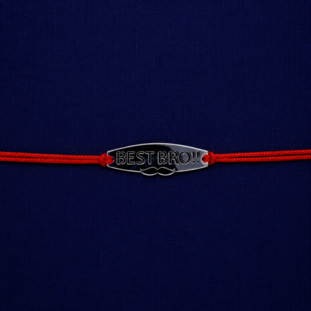 925 Silver Best Bro Rakhi with stylish mustache design and red sacred thread