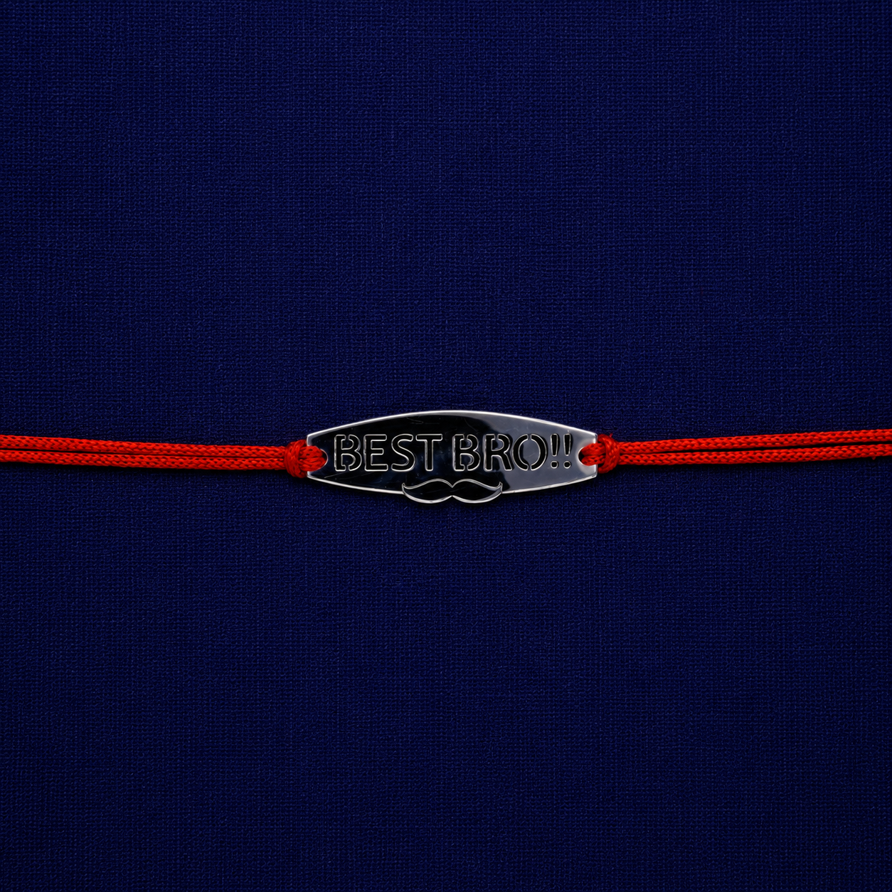 925 Silver Best Bro Rakhi with stylish mustache design and red sacred thread