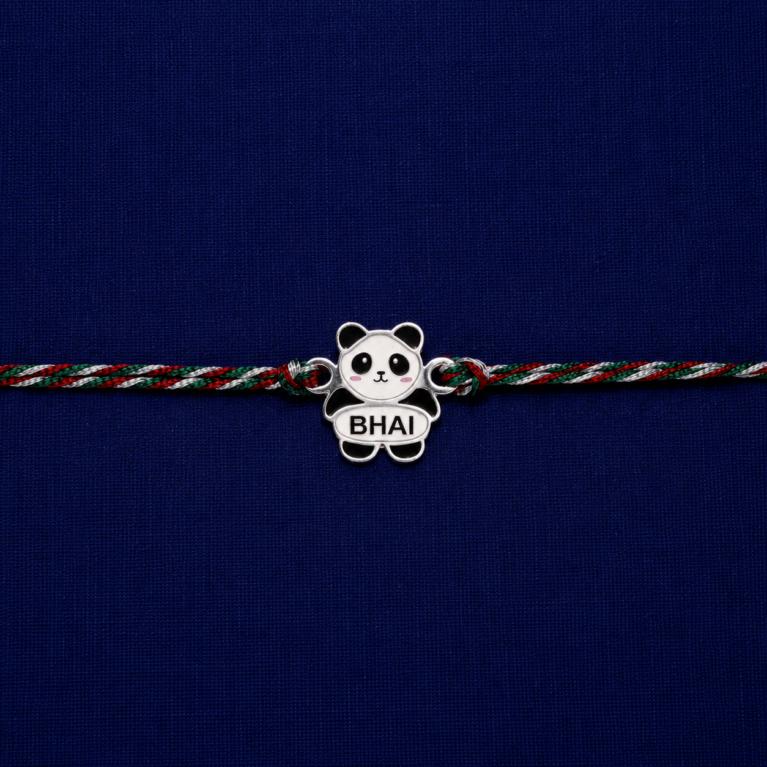Cute Panda Bhai Rakhi with colourful braided thread for Raksha Bandhan