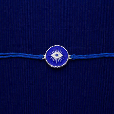 Blue Evil Eye Rakhi with royal blue thread for Raksha Bandhan
